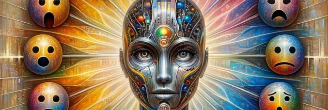  Human robot head with radial emoticons