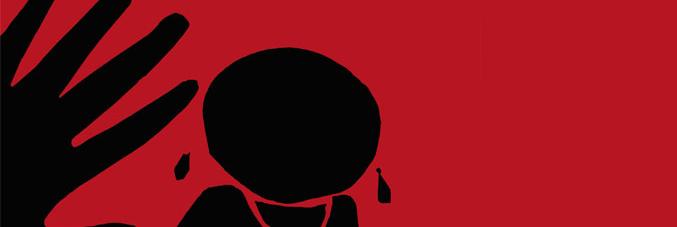 mano minaccia persona su sfodo rosso