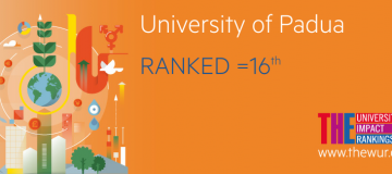 The University of Padova is ranked 16 in the overall 2019 THE University Impact Rankings