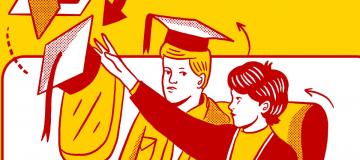 disegno due ragazzi universitari in aereo